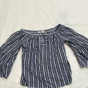 Flowy off the shoulder linen cotton blend cropped blouse